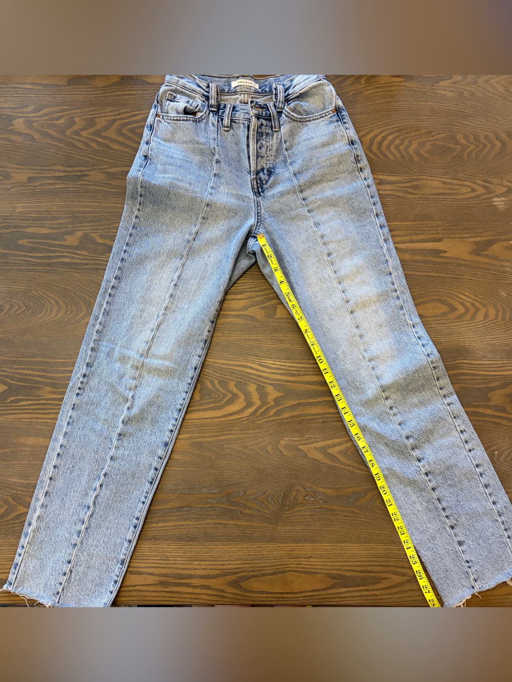 PacSun High Waisted Straight Leg Jeans Raw Hem Light Wash Size 25 - Picture 7 of 8